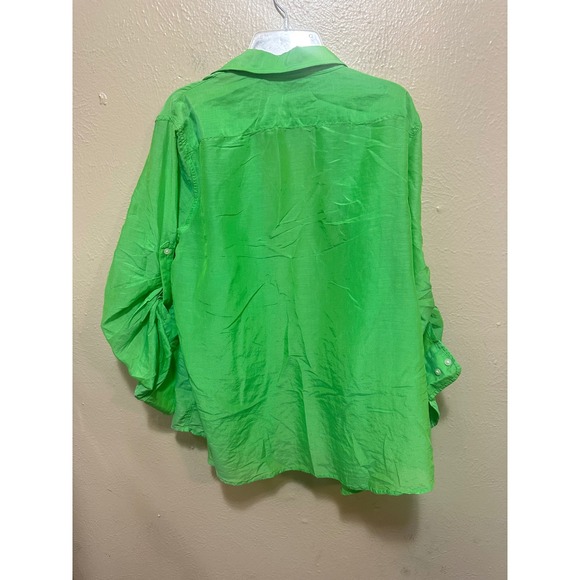 Lauren Ralph Lauren Green 3/4 Sleeve Button Down Top Shirt Size L - Picture 3 of 5